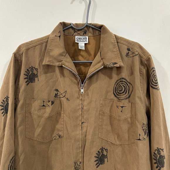 Vintage Chico's light Jacket size L women’s Brown Native - Picture 4 of 11